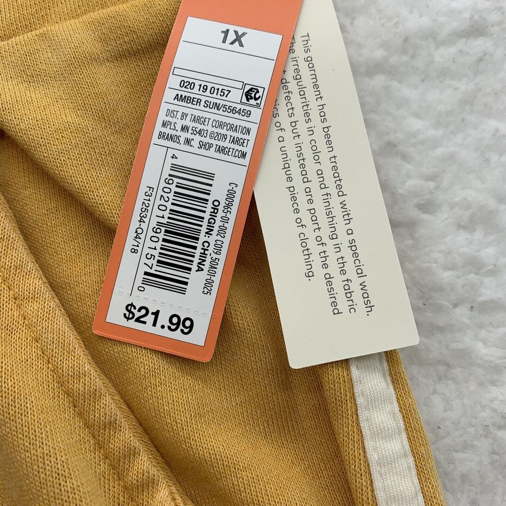 Colsie Joggers Womens 1X Plus French Terry Yellow Lounge Pant Drawstring Stretch - Picture 4 of 11